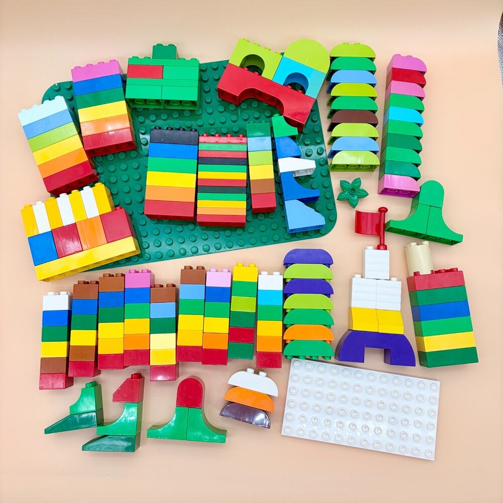 LEGO DUPLO Bulk Lot 175+ Pieces Bricks Baseplates Roofs Curves Building Blocks